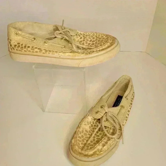 Sperry Girls Bahama Gold/Abstract Dot Casual Shoes Size 1.5M - Picture 1 of 9